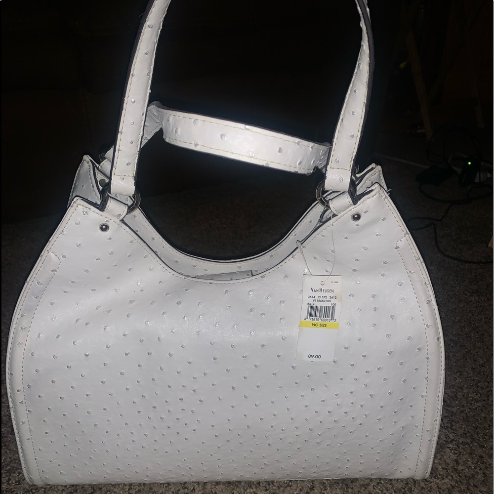 brand new VanHeusen ostrich leather white purse